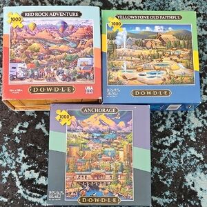 1000 puzzles Set of 3 - Red Rock Adventure, Yellowstone, Anchorage